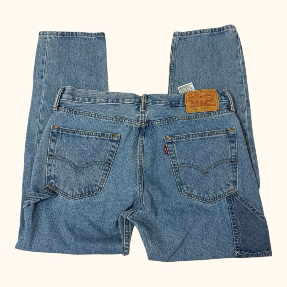 Levi’s Altered 502 Men’s Carpenter Patchwork Jeans Size 34X30 Hippie Grunge